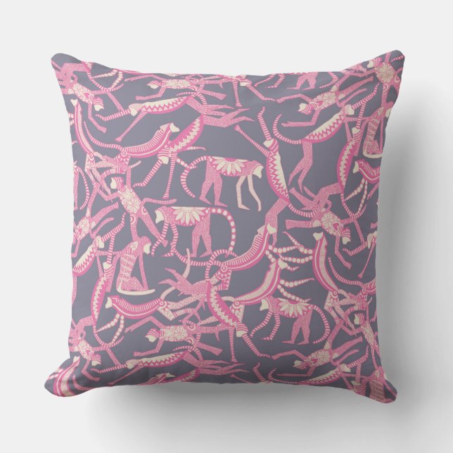 monkey violet throw pillow (Front)
