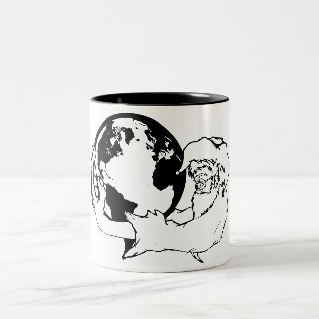 monkey vision Two-Tone coffee mug (Center)