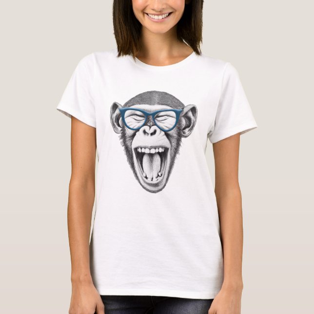 Monkey wearing glasses, monkey lovers  T-Shirt (Front)