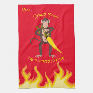 Monkey With a Flamethrower Kitchen Towel