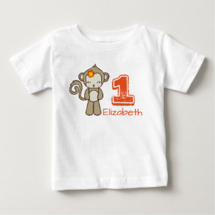 Monkey With A Flower Cute Kawaii Birthday Baby T-Shirt