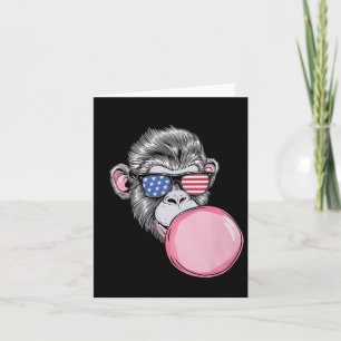 Monkey With American Flag Sungles 4th Of July Gift Card