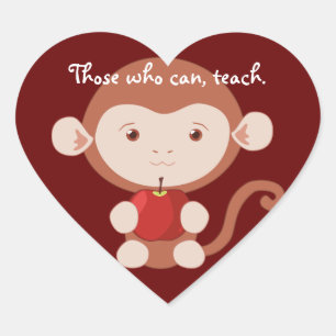 Monkey with Apple Heart Stickers