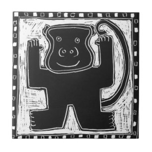 Monkey With Arms Raised Tile