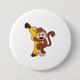 Monkey with Banana (1).PNG 3 Inch Round Button