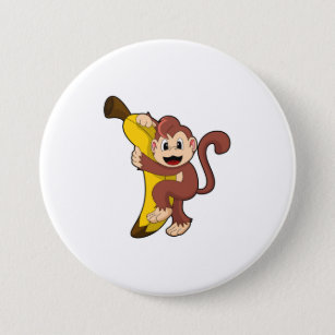 Monkey with Banana (1).PNG 3 Inch Round Button