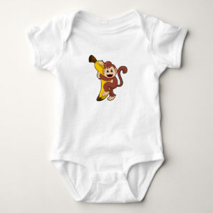 Monkey with Banana (1).PNG Baby Bodysuit