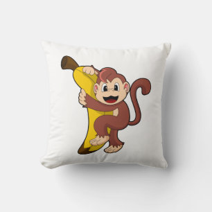 Monkey with Banana (1).PNG Throw Pillow