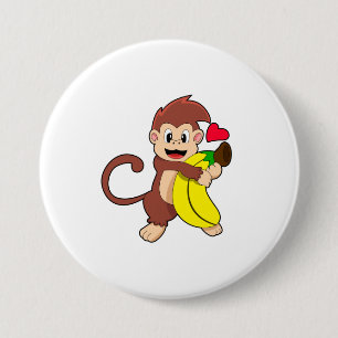 Monkey with Banana 3 Inch Round Button