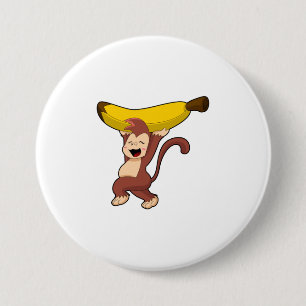 Monkey with Banana 3 Inch Round Button