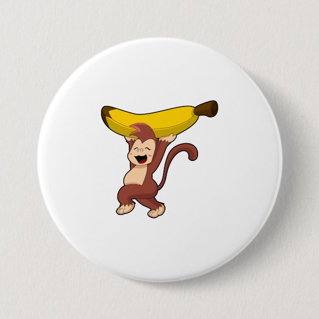Monkey with Banana 3 Inch Round Button (Front)
