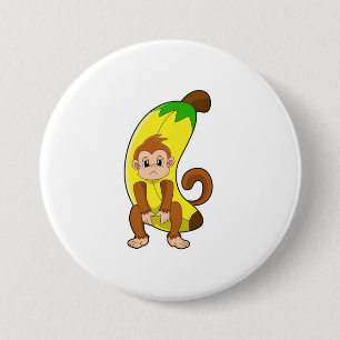 Monkey with Banana 3 Inch Round Button