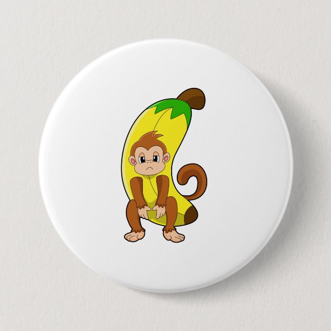 Monkey with Banana 3 Inch Round Button (Front)