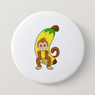 Monkey with Banana 3 Inch Round Button