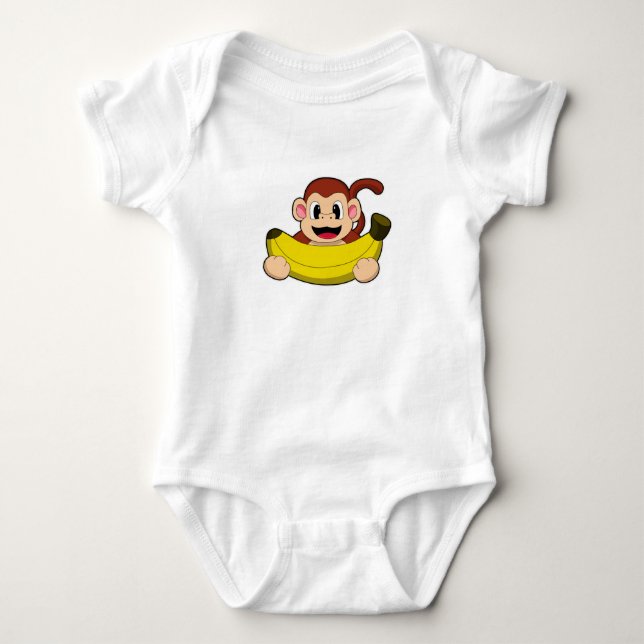 Monkey with Banana Baby Bodysuit (Front)