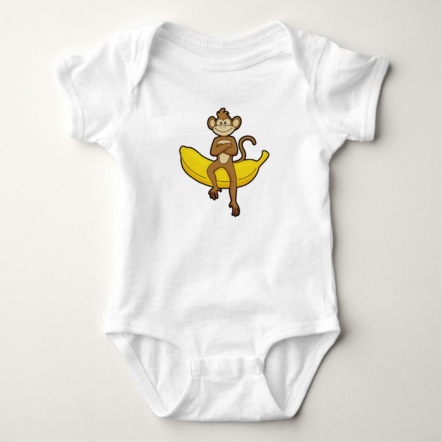 Monkey with Banana Baby Bodysuit (Front)
