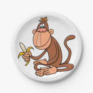 Monkey With Banana Paper Plate