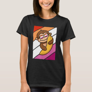 Monkey With Banana Pride Lesbian Flag LGBTQ Proud  T-Shirt