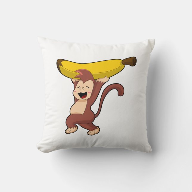 Monkey with Banana Throw Pillow (Front)