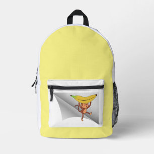monkey with banana under the patch printed backpack