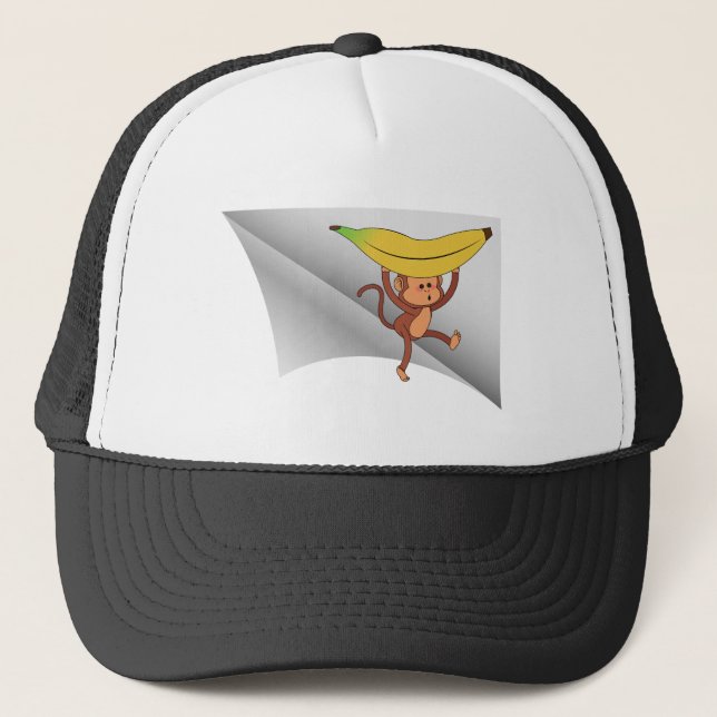 monkey with banana under the patch trucker hat (Front)