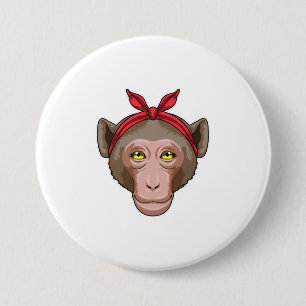 Monkey with Bandana 3 Inch Round Button