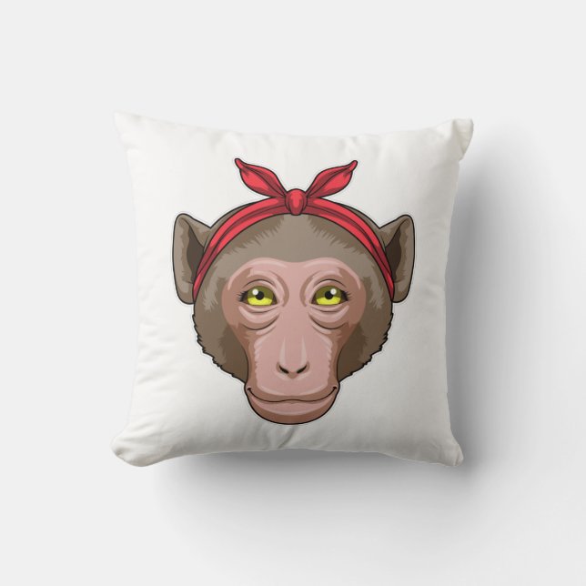 Monkey with Bandana Throw Pillow (Front)