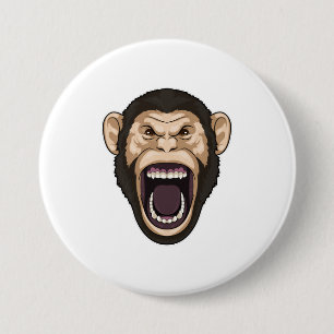 Monkey with black Hairs 3 Inch Round Button