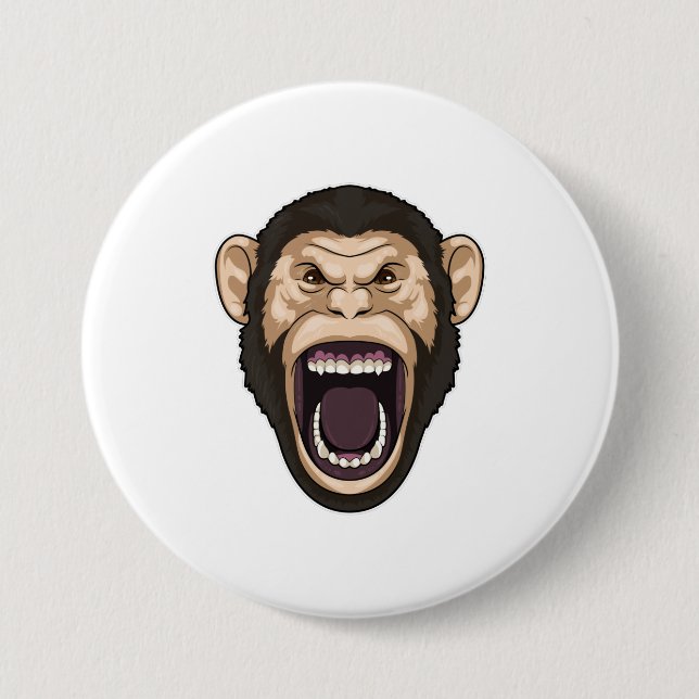 Monkey with black Hairs 3 Inch Round Button (Front)