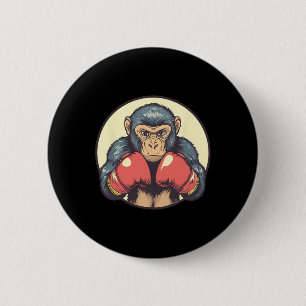 Monkey With Boxing Gloves Determined  2 Inch Round Button