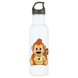 Monkey with Cup of Coffee 710 Ml Water Bottle