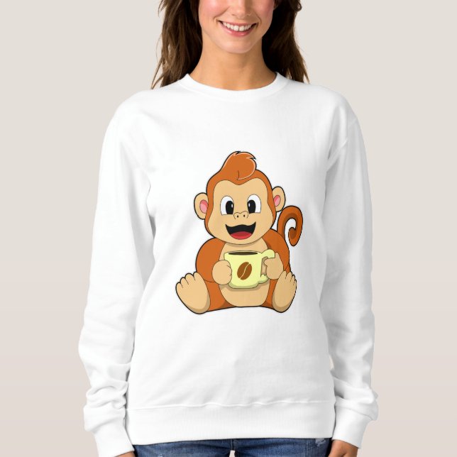Monkey with Cup of Coffee Sweatshirt (Front)