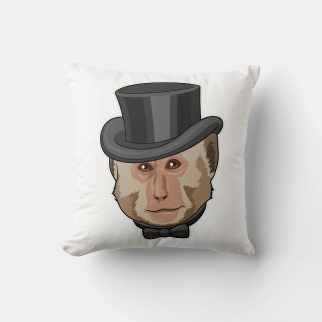 Monkey with Cylinder Throw Pillow (Front)