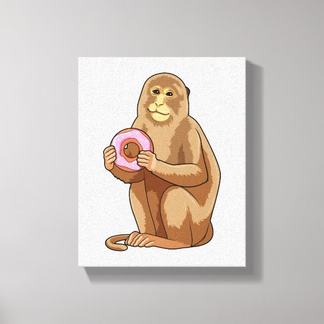 Monkey with Donut Canvas Print (Front)