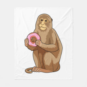 Monkey with Doughnut Fleece Blanket