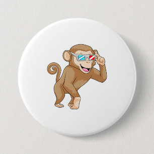 Monkey with Glasses 3 Inch Round Button
