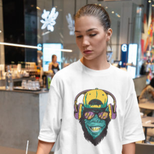 Monkey With Headphones  T-Shirt