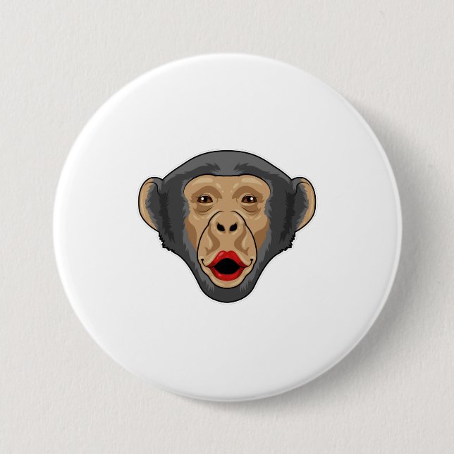 Monkey with Kiss mouth 3 Inch Round Button (Front)