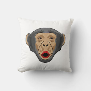 Monkey with Kiss mouth Throw Pillow