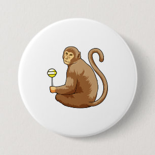 Monkey with Lollipop 3 Inch Round Button