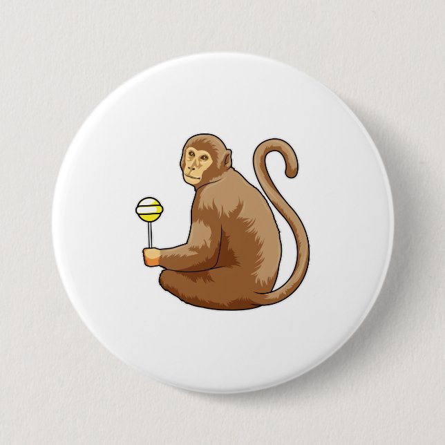 Monkey with Lollipop 3 Inch Round Button (Front)