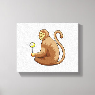 Monkey with Lollipop Canvas Print