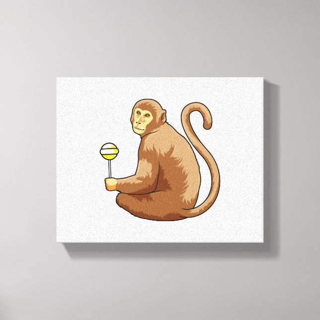 Monkey with Lollipop Canvas Print (Front)