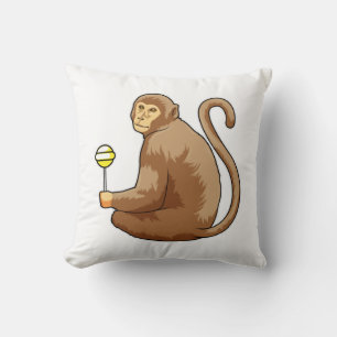 Monkey with Lollipop Throw Pillow