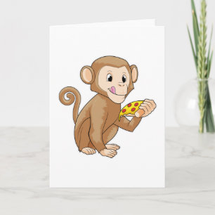 Monkey with Piece of Pizza Card