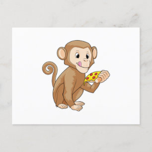Monkey with Piece of Pizza Postcard