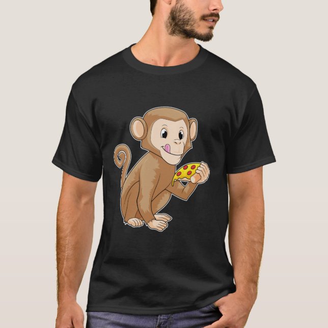 Monkey with Piece of Pizza T-Shirt (Front)