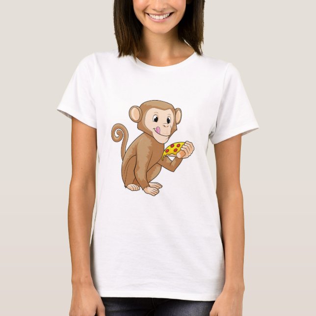 Monkey with Piece of Pizza T-Shirt (Front)