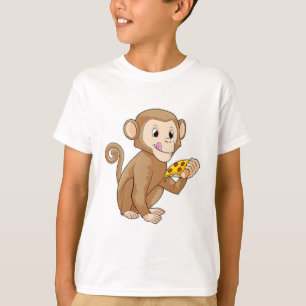 Monkey with Piece of Pizza T-Shirt