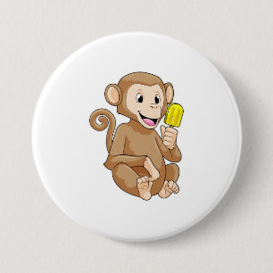 Monkey with Popsicle 3 Inch Round Button